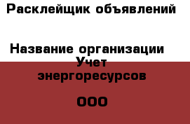 Расклейщик объявлений › Название организации ­ Учет энергоресурсов, ООО › Отрасль предприятия ­ Наружная реклама › Минимальный оклад ­ 46 000 - Все города Работа » Вакансии   . Мордовия респ.